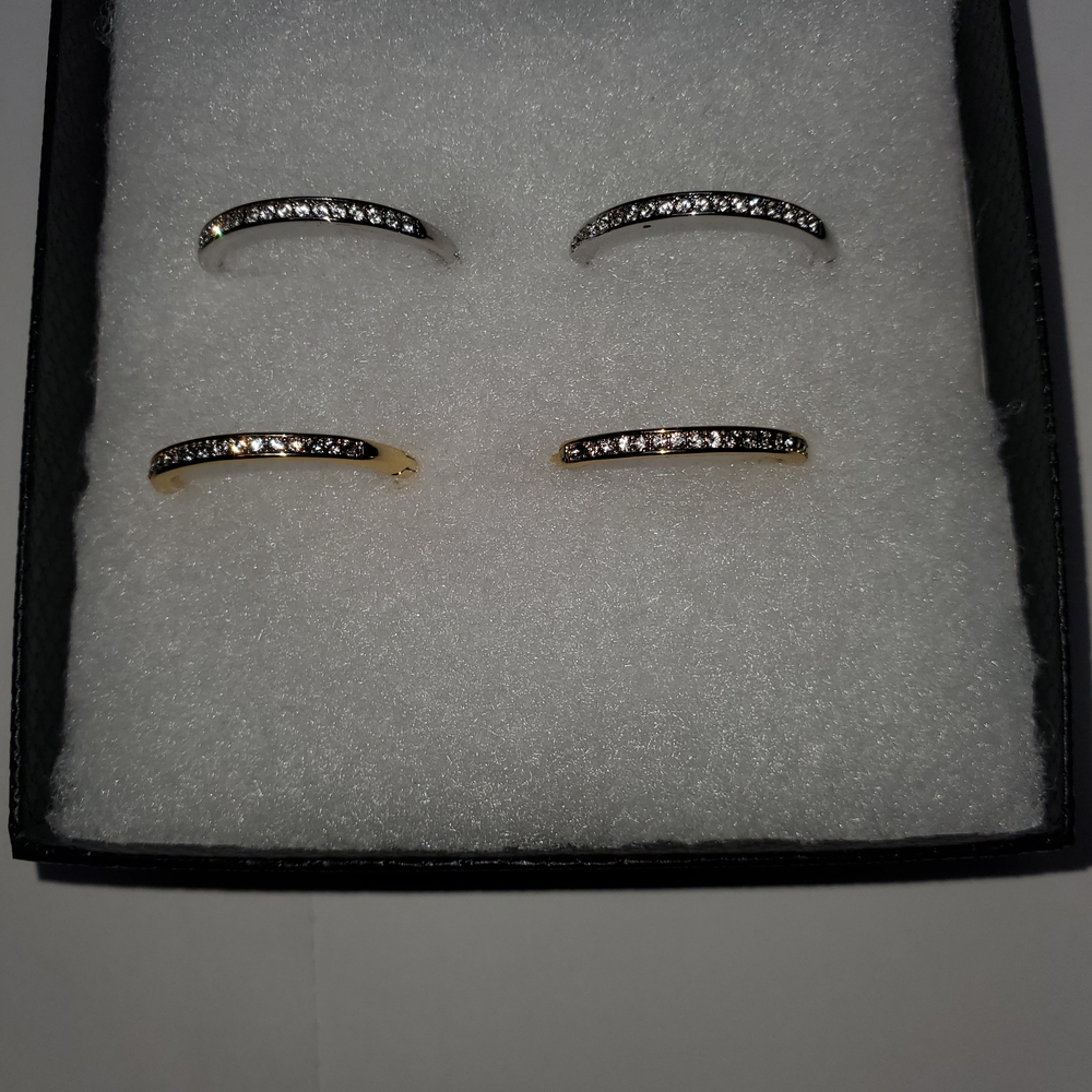 Swarovski Crystal Hoop Earrings in Gold and Silver - Women Jewelry Earrings - Picture 2 of 2